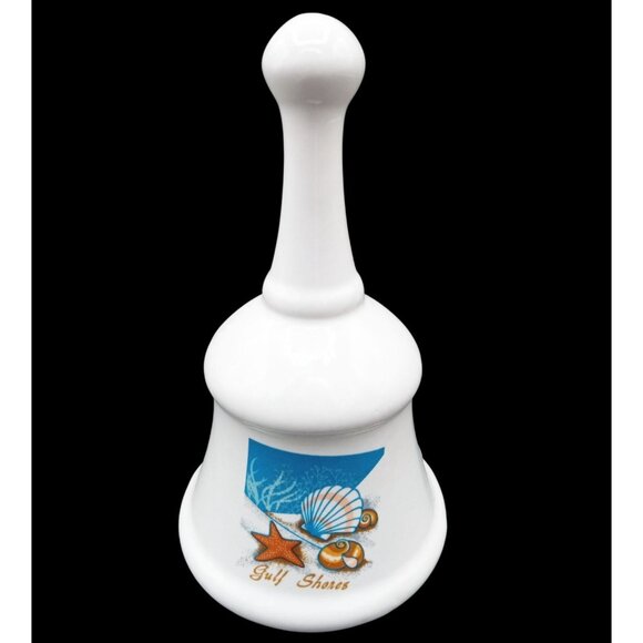 Porcelain Bell Gulf Shores Vintage Travel Souvenir 5 Inch Beach Shells Starfish - Picture 1 of 15